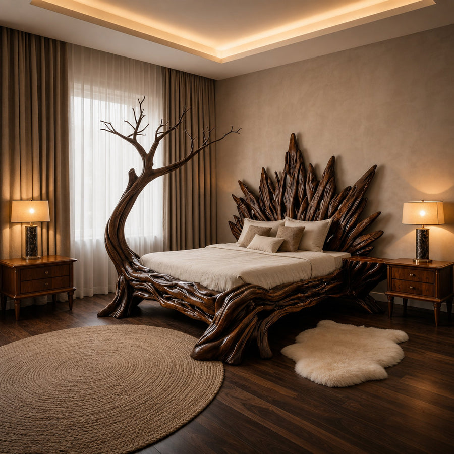 Rustic Minimal Bedroom Wood Platform Bed