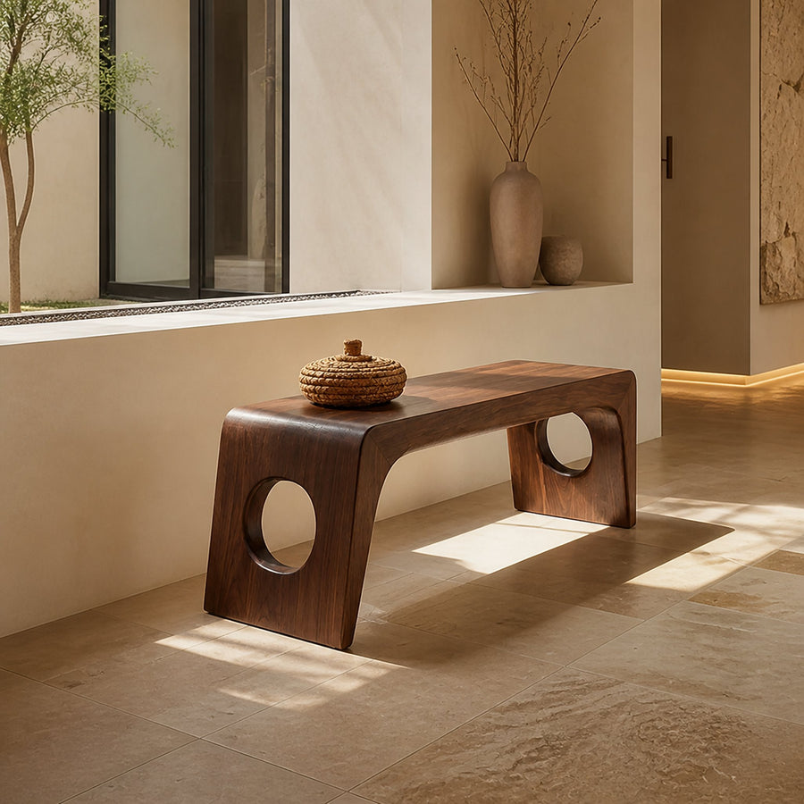 Rustic Minimal Sculptural Bench For Living Room And Hallway