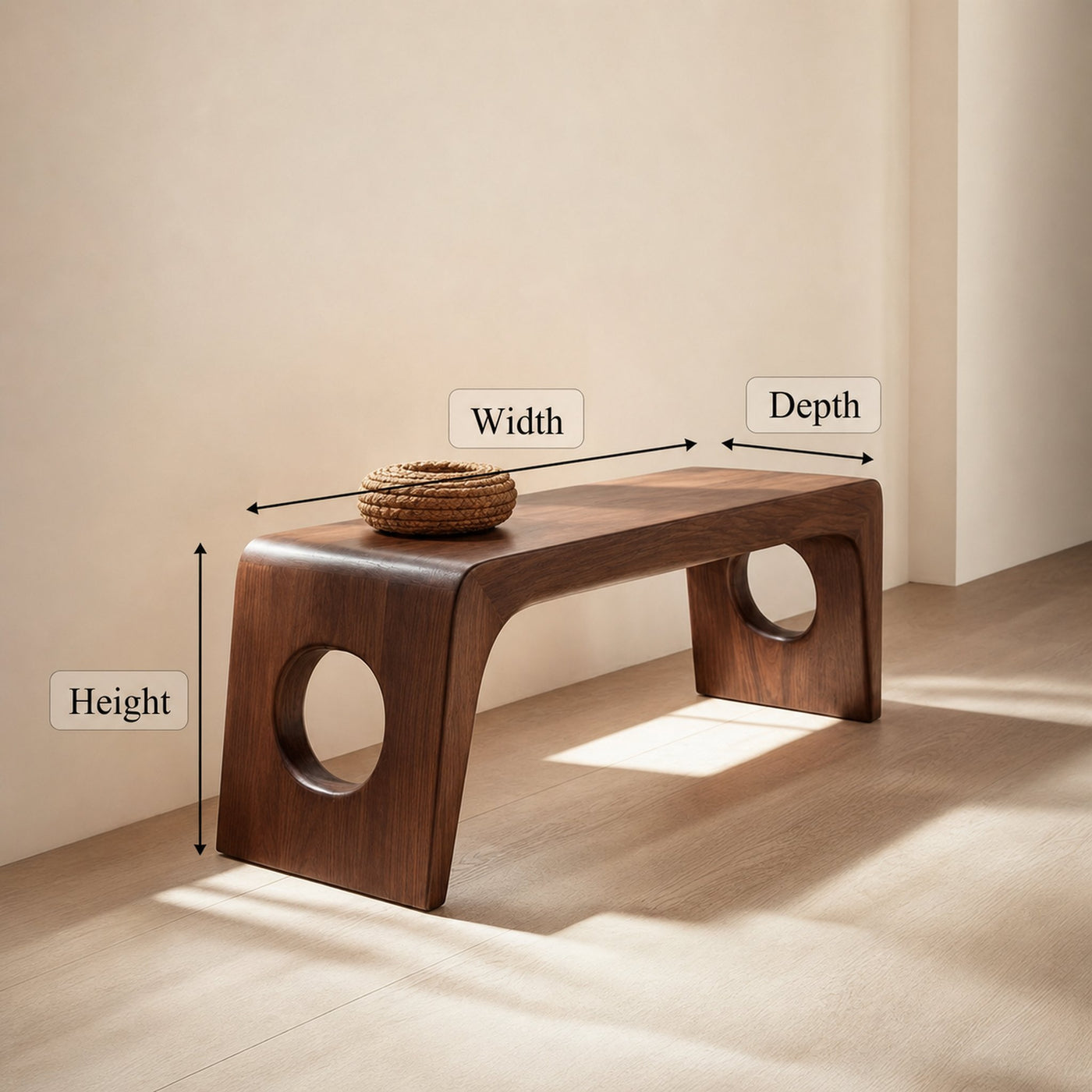 Rustic Minimal Sculptural Bench For Living Room And Hallway - product view 8