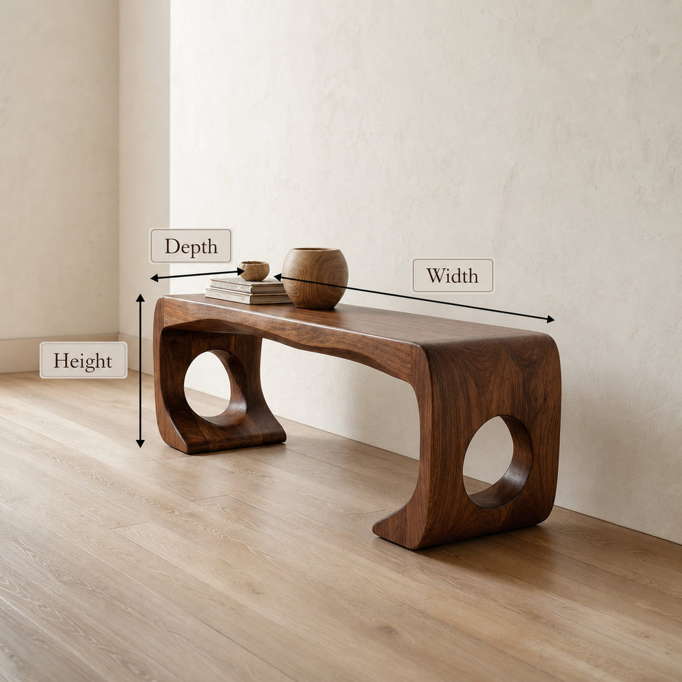Rustic Modern Sculptural Bench For Entryway And Gallery Space - product view 8