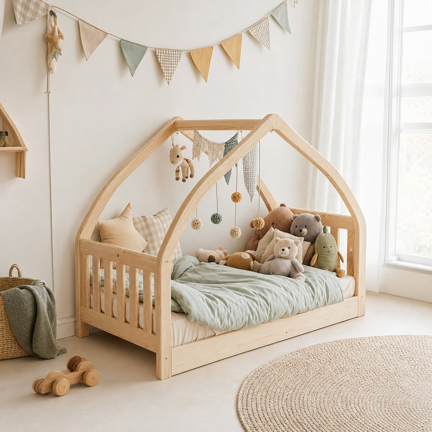 Rustic Montessori Kids Bed Toddler Room Bedroom