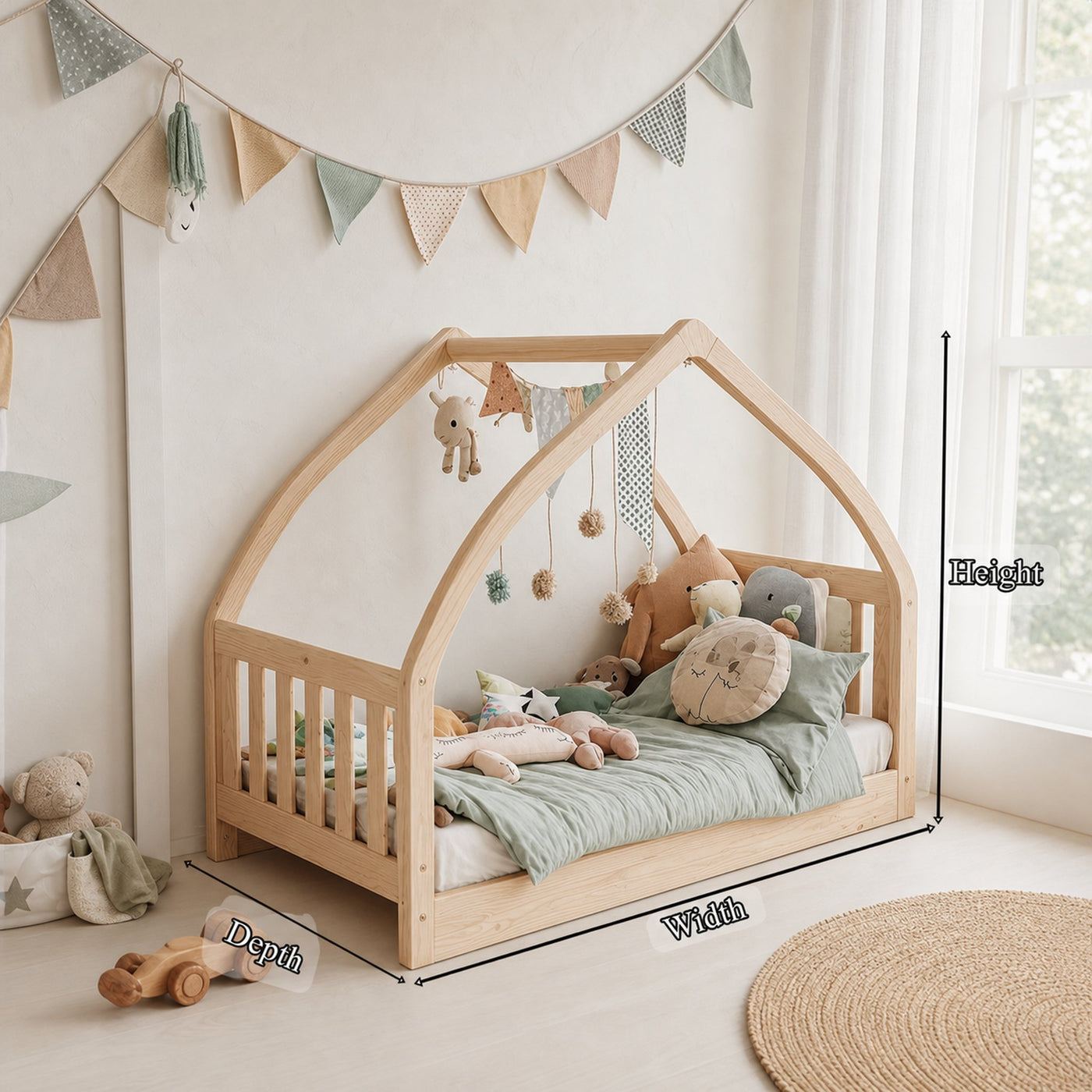 Rustic Montessori Kids Bed Toddler Room Bedroom - product view 6
