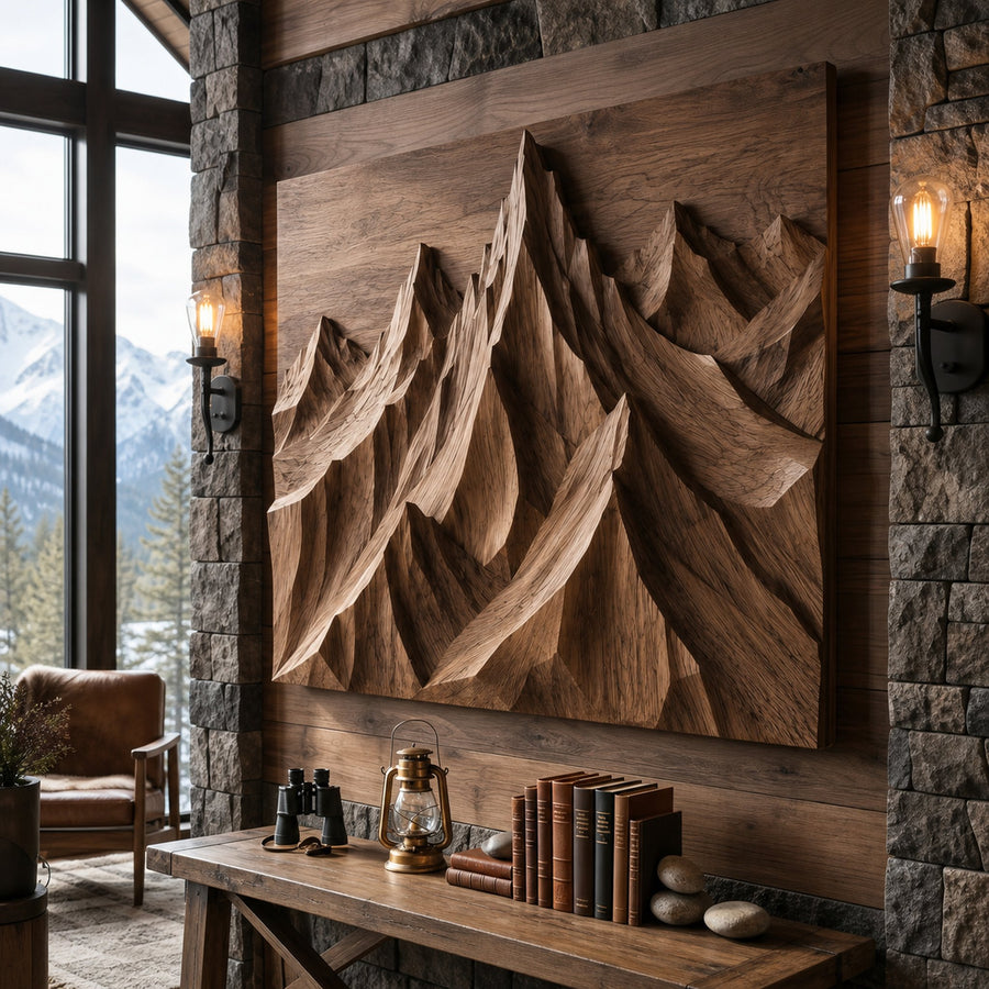 Rustic Mountain Ridge Wall Art For Living Room