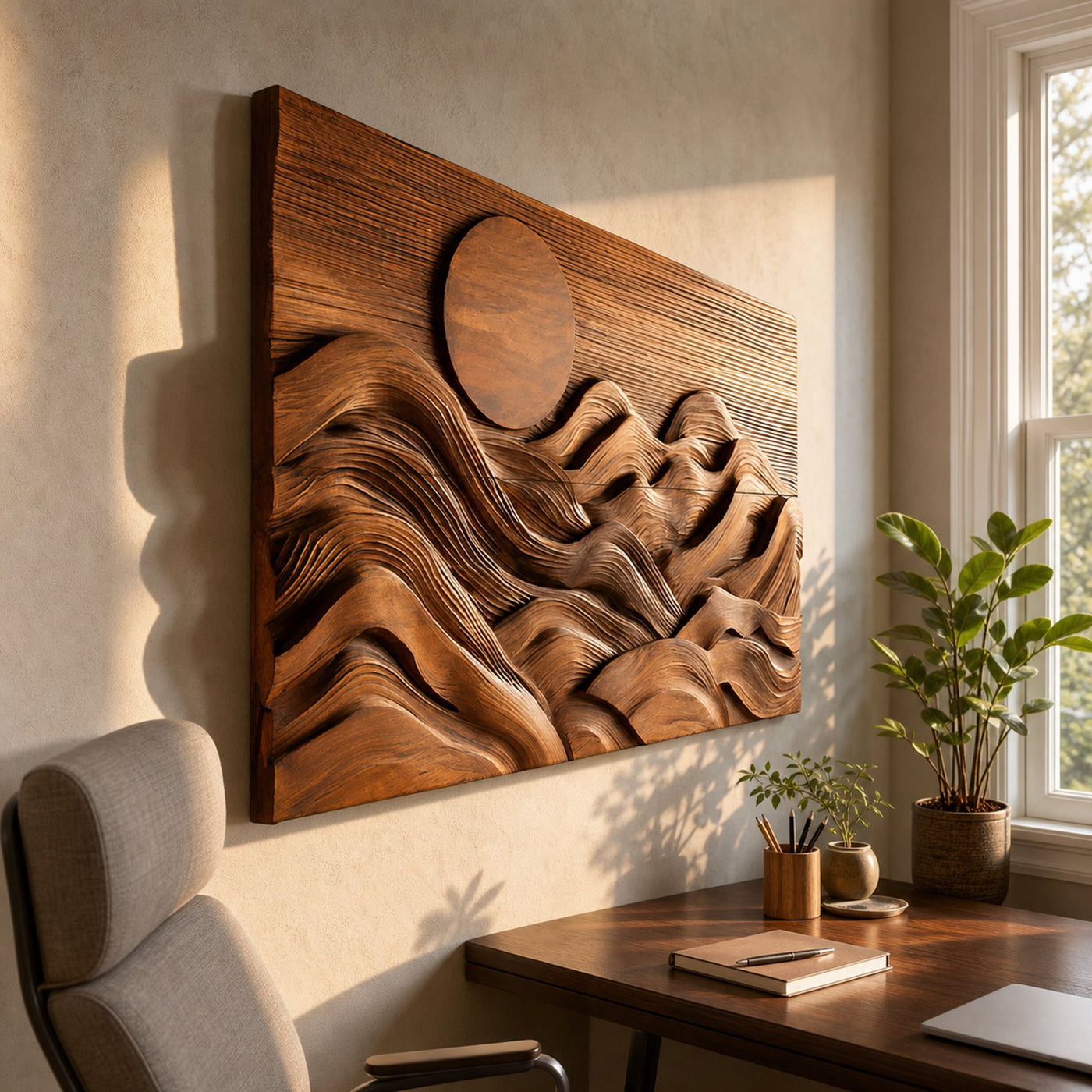 Rustic Mountain Sunrise Wall Decor For Home Interiors - product view 6