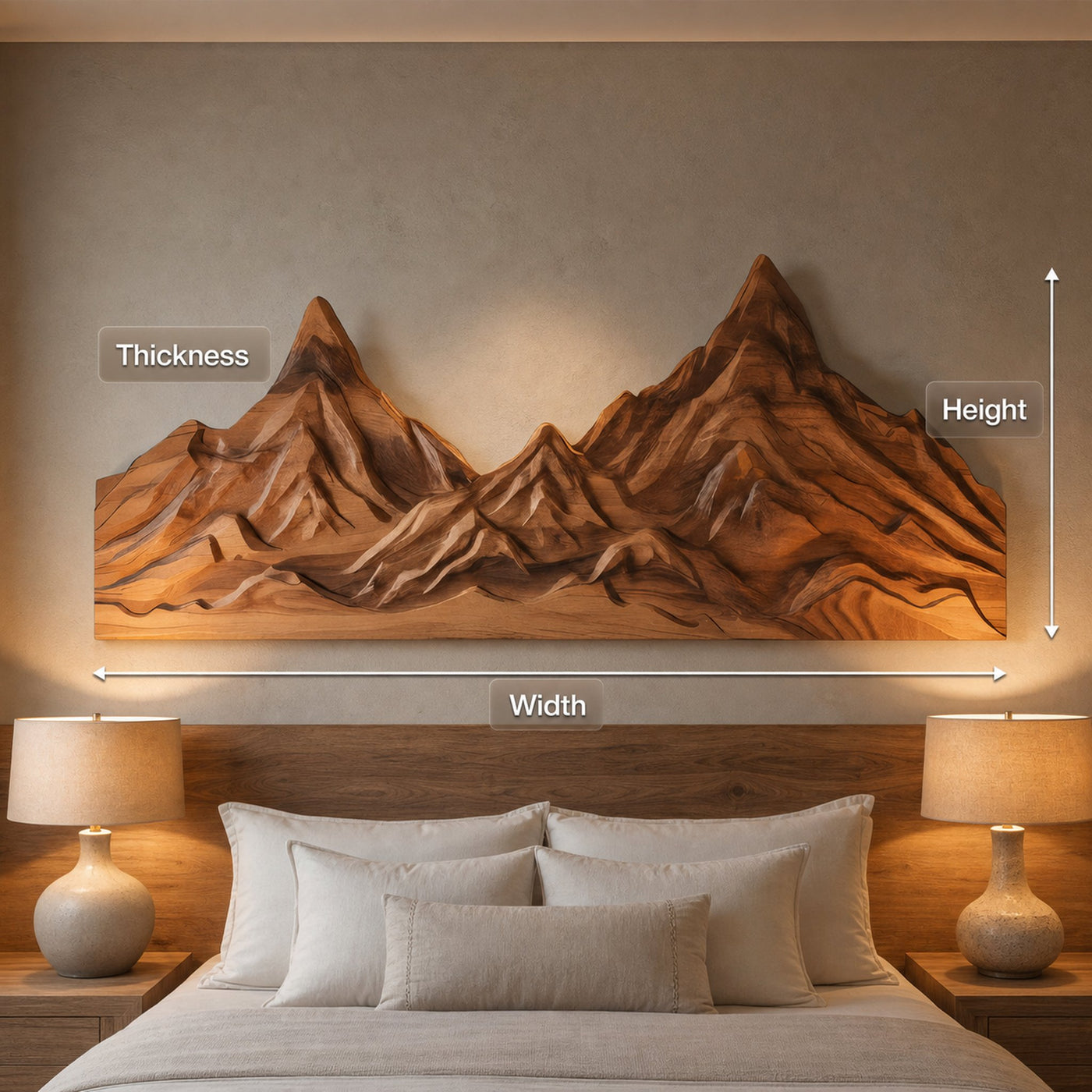 Rustic Mountain Wall Art Sculpture Hand Carved For Bedroom And Living Room - product view 8
