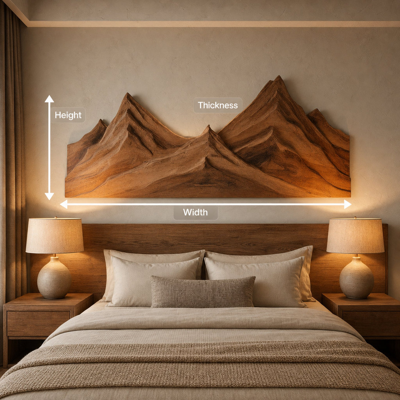 Rustic Mountain Wall Art Triptych Carving For Bedroom And Living Room - product view 8