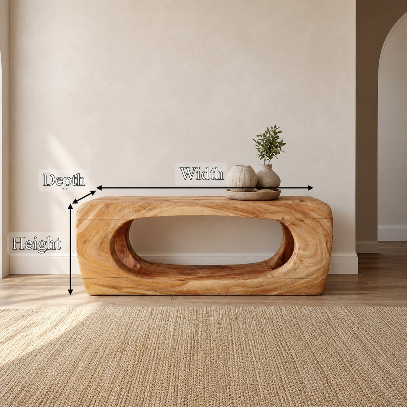 Rustic Natural Form Bench For Hallway And Living Room - product view 6