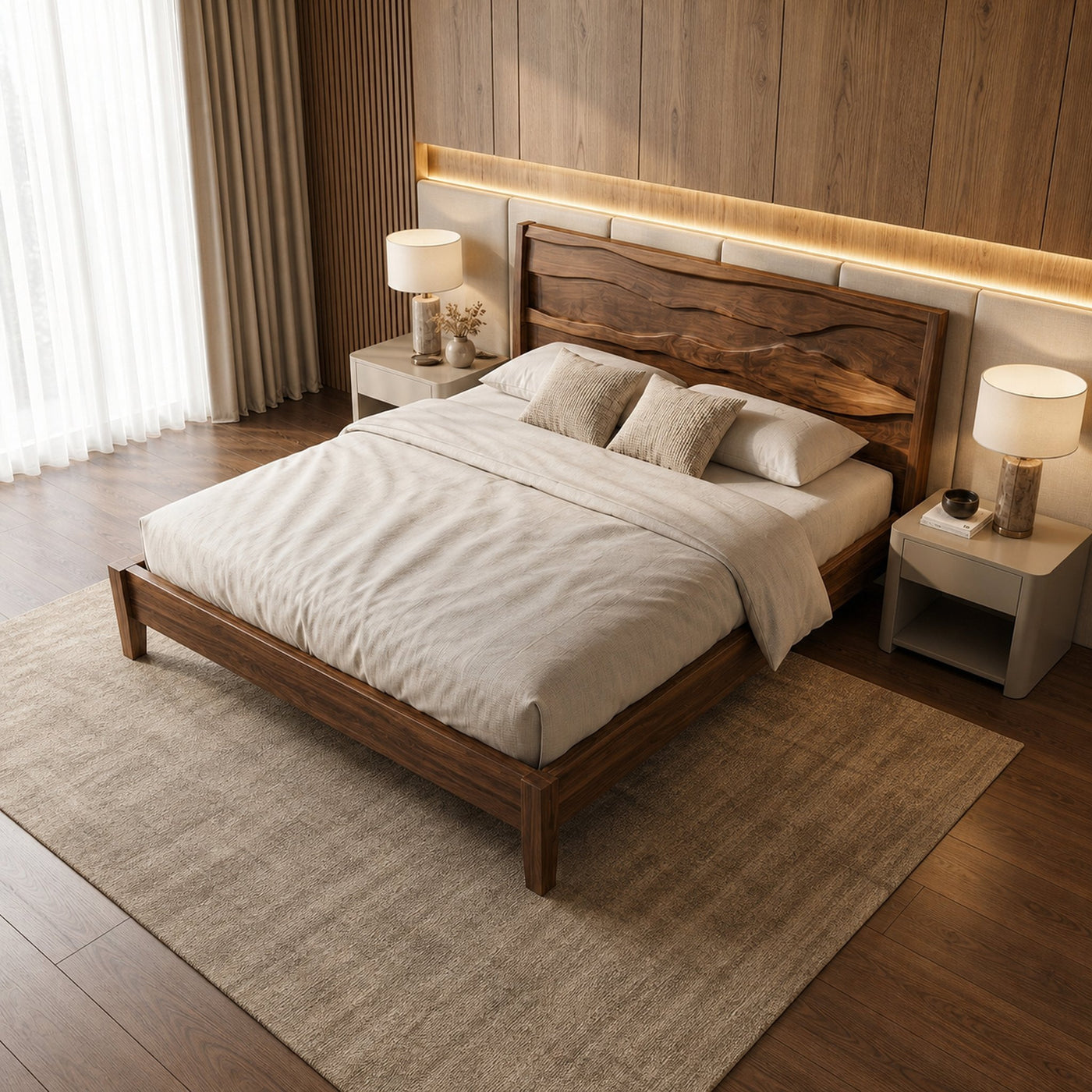 Rustic Natural Wood Bed Frame For Bedroom - product view 7