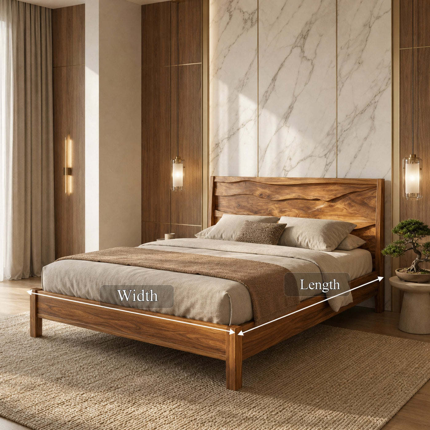 Rustic Natural Wood Bed Frame For Bedroom - product view 8