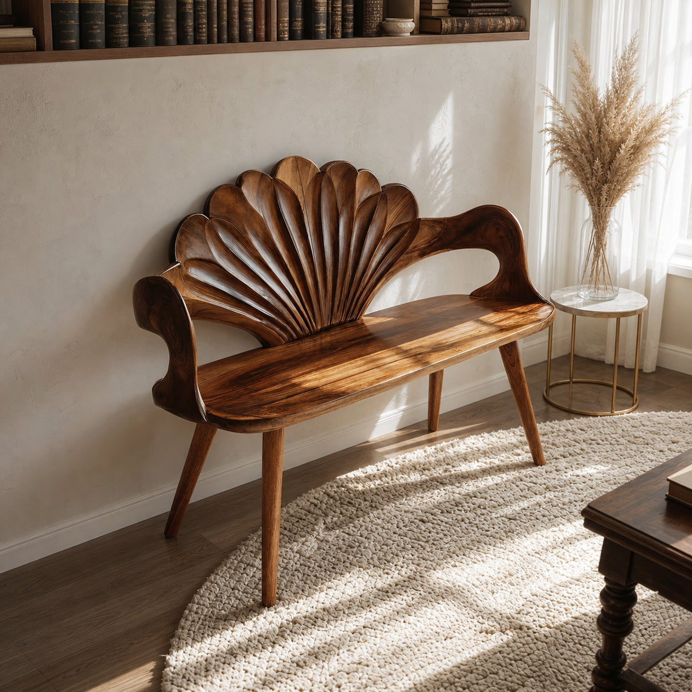 Rustic Natural Wood Bench For Entryway And Hallway