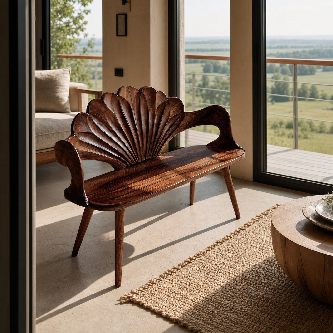 Rustic Natural Wood Bench For Entryway And Hallway - product view 7