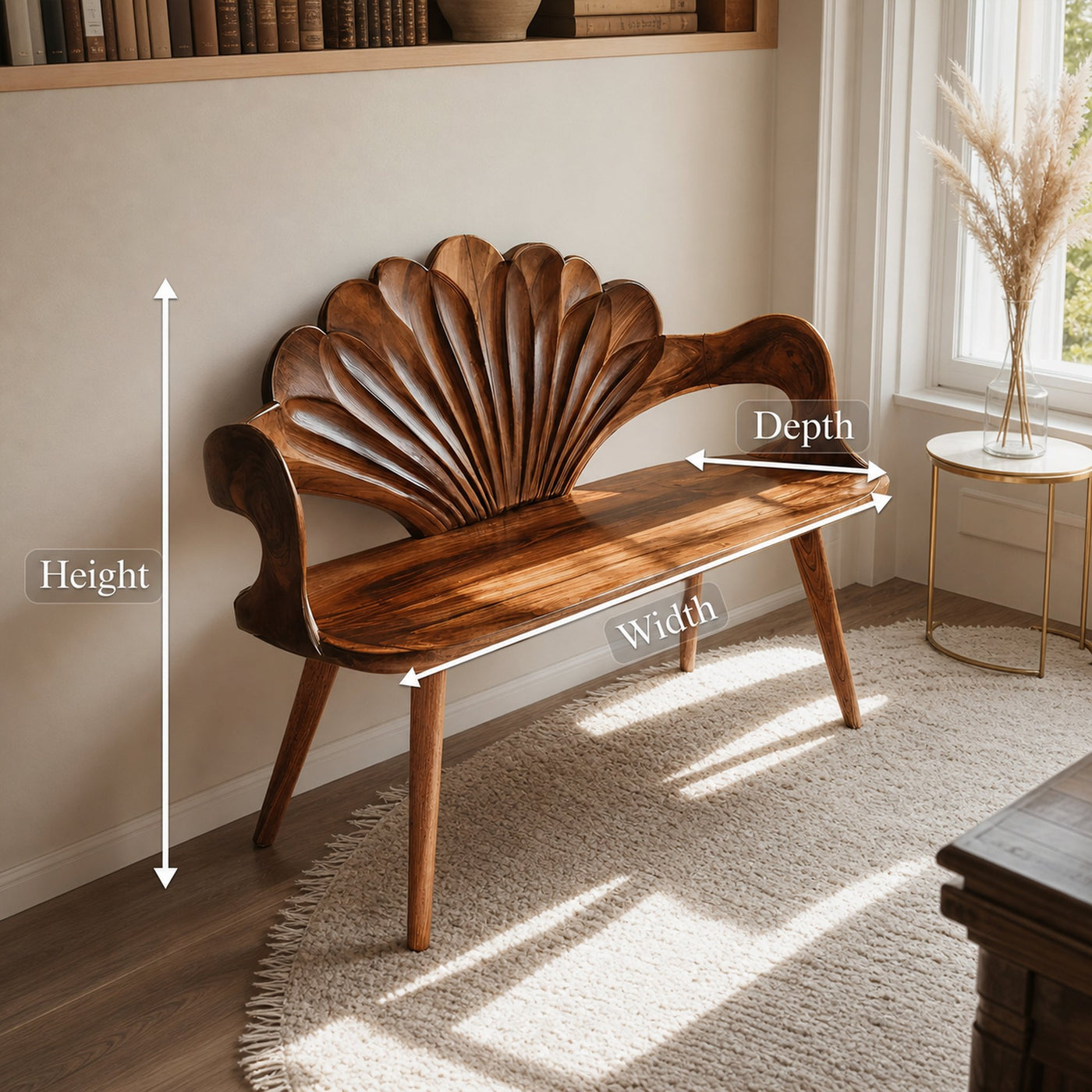 Rustic Natural Wood Bench For Entryway And Hallway - product view 8