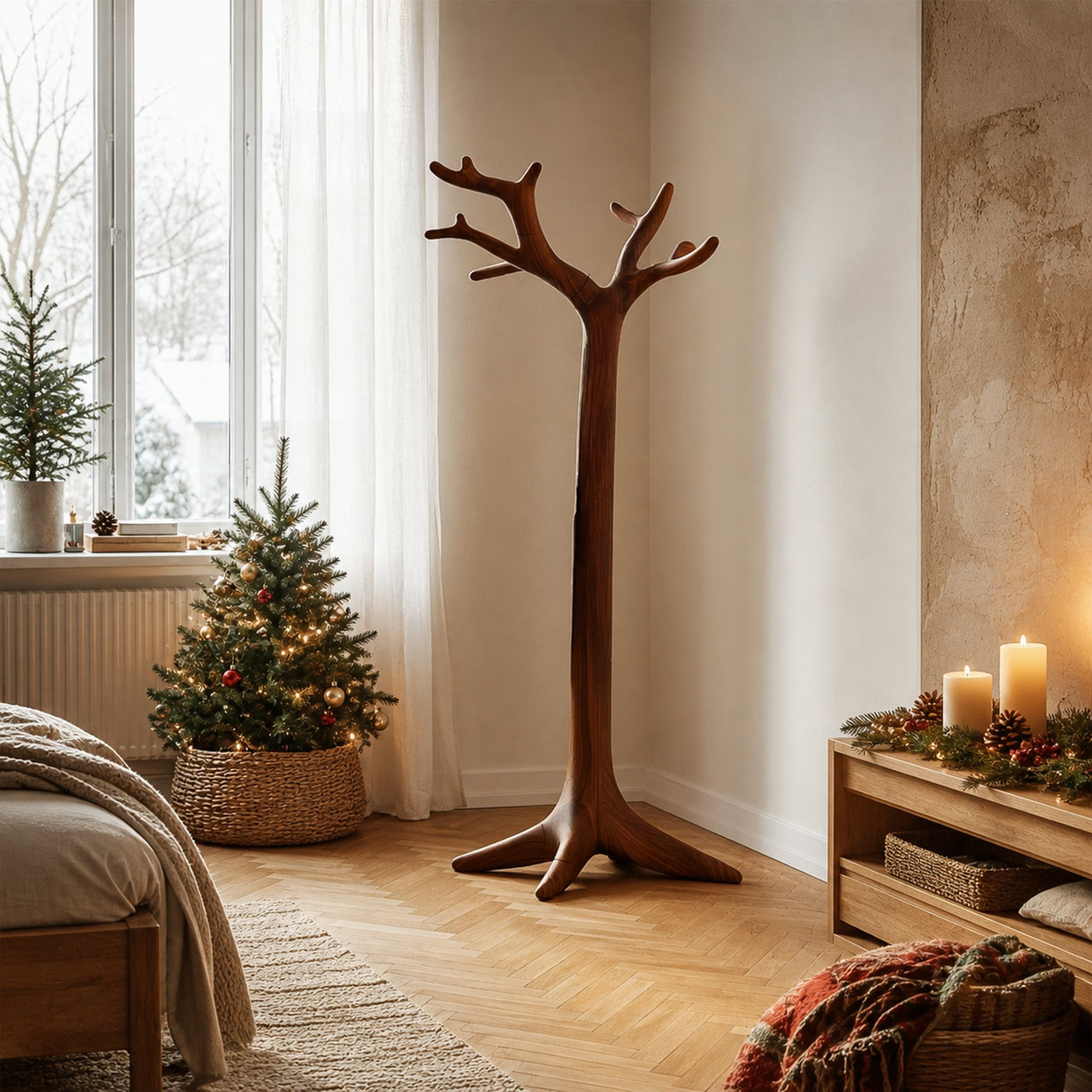 Rustic Organic Coat Rack Christmas Cozy Home Decor