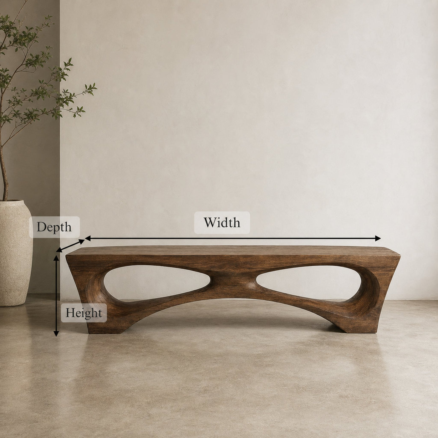 Rustic Organic Geometry Bench For Entryway And Living Room - product view 8