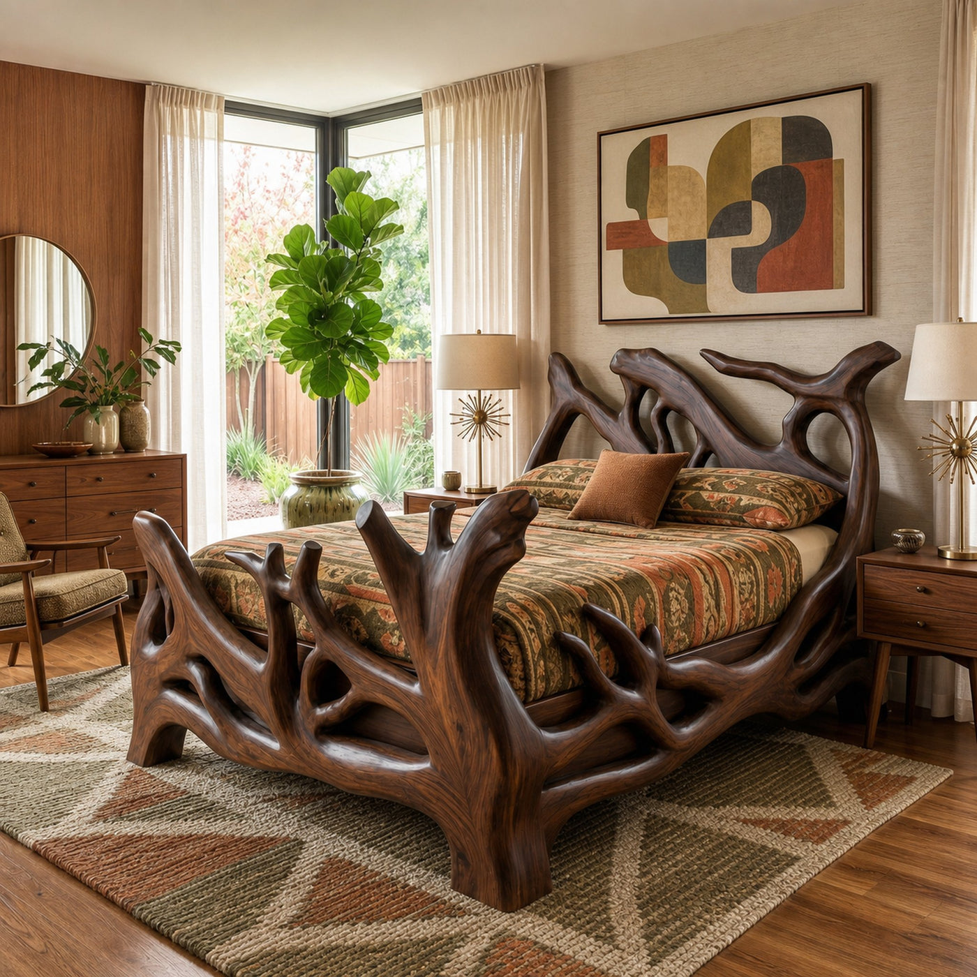 Rustic Organic Live Edge Platform Bed Frame For Bedroom And Guest Room Space - product view 7