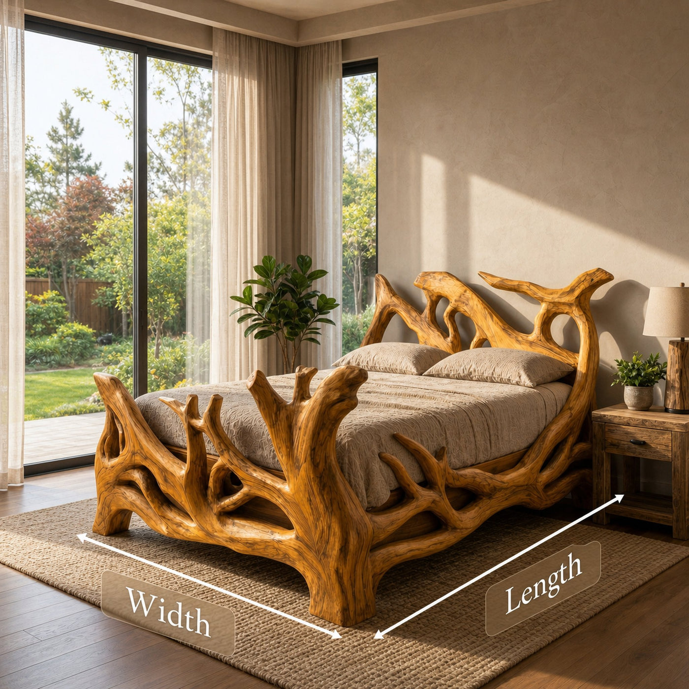 Rustic Organic Live Edge Platform Bed Frame For Bedroom And Guest Room Space - product view 8