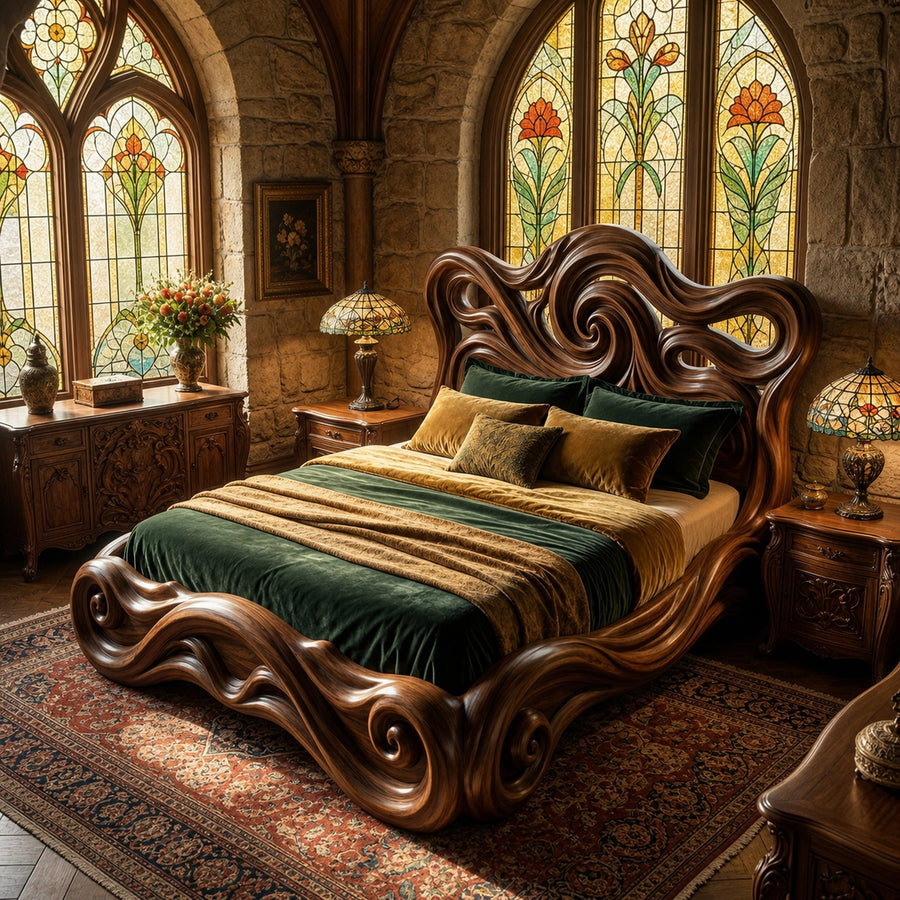 Rustic Organic Platform Bed For Bedroom Or Resting Room
