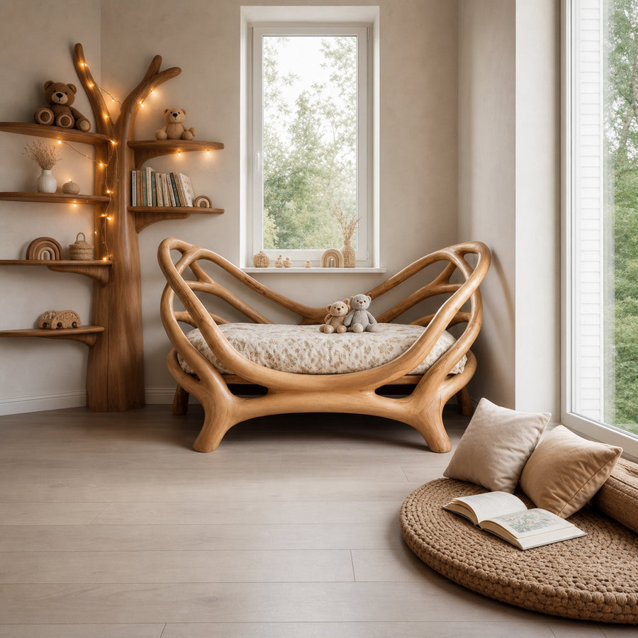 Rustic Organic Round Bed Artistic Bedroom