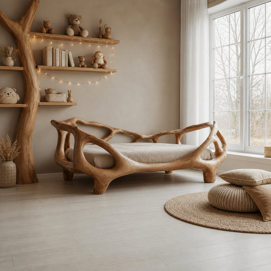 Rustic Organic Sculptural Bed Artistic Modern Bedroom