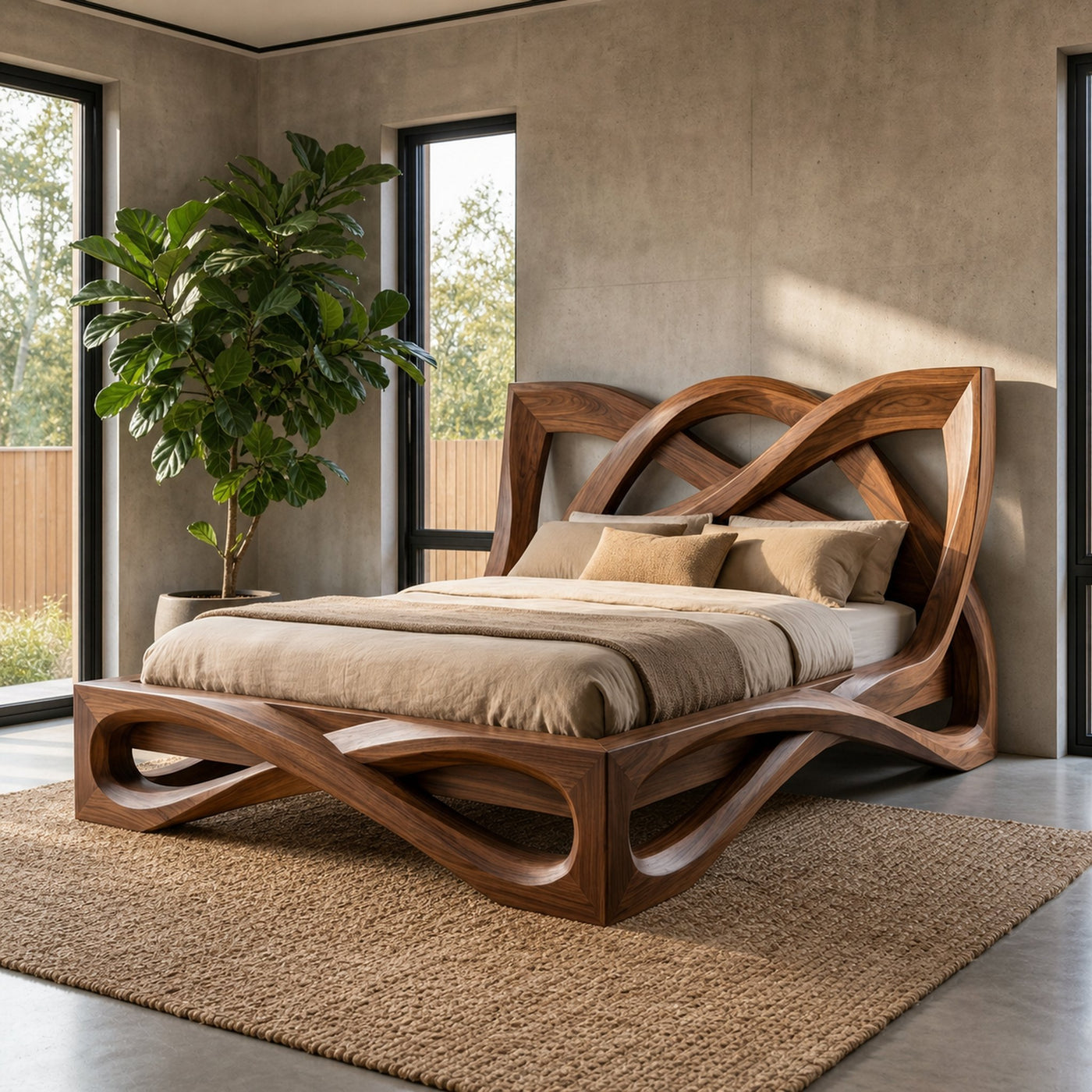 Rustic Organic Shape Bed Frame For Bedroom And Living Space