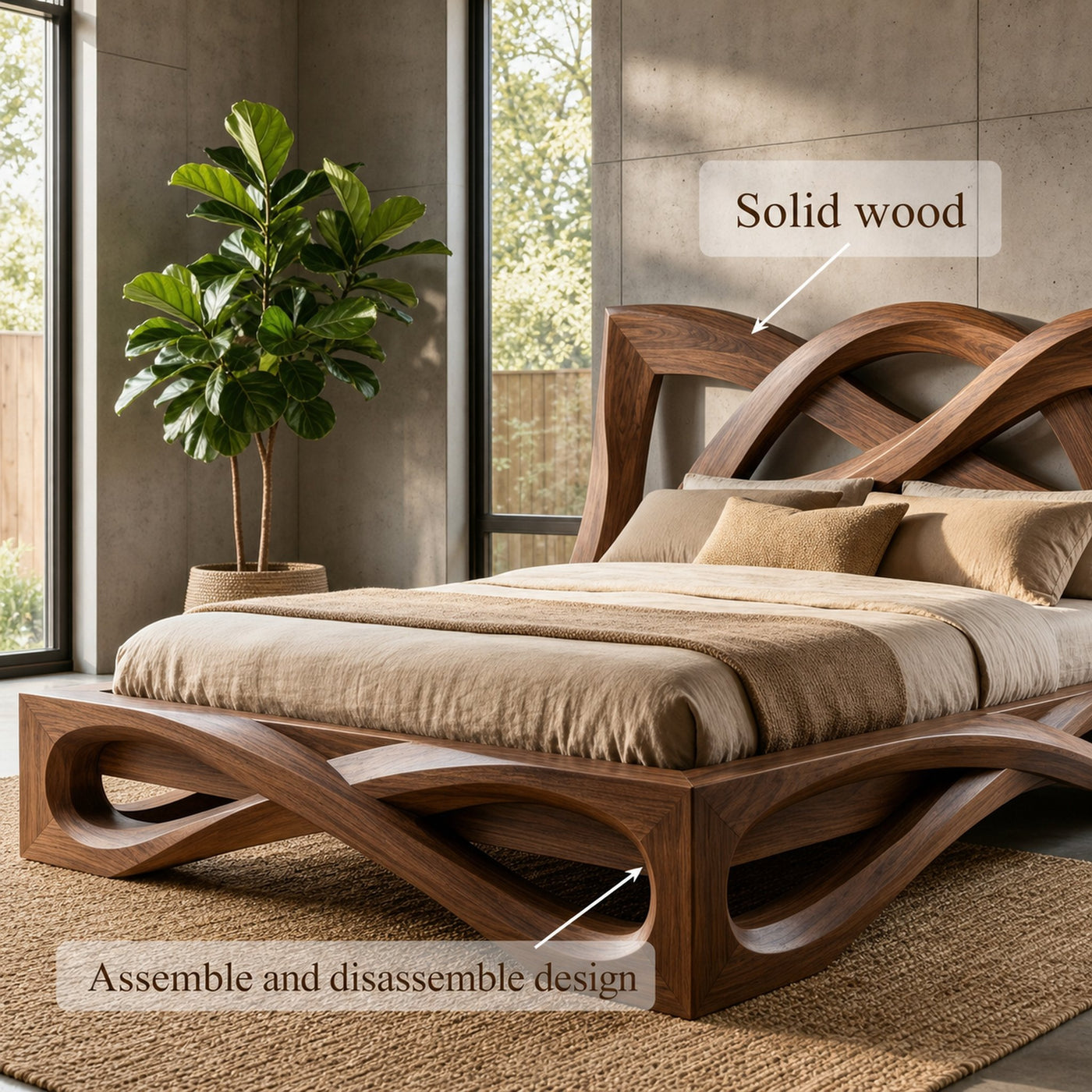Rustic Organic Shape Bed Frame For Bedroom And Living Space - product view 6