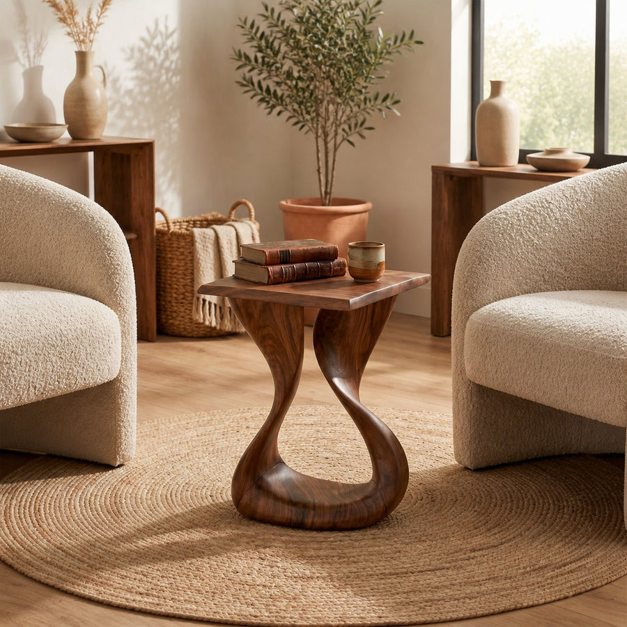 Rustic Organic Side Table For Living Room