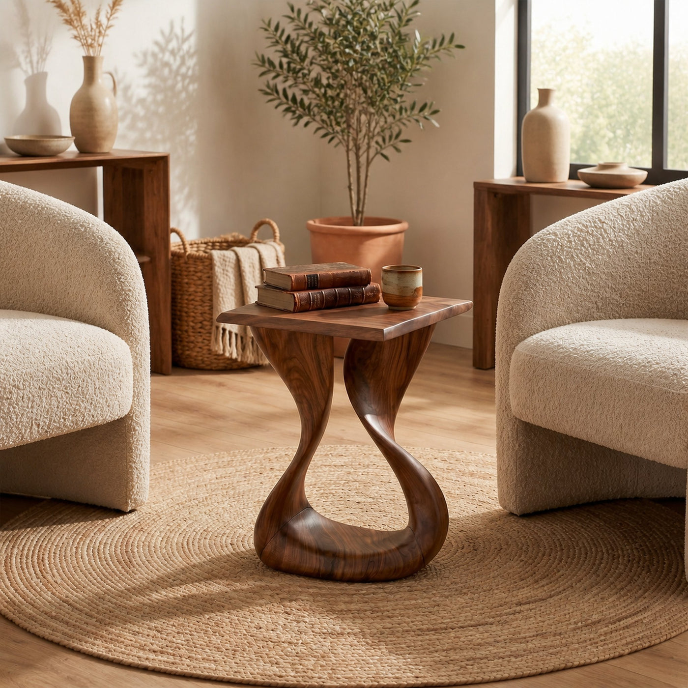 Rustic Organic Side Table For Living Room