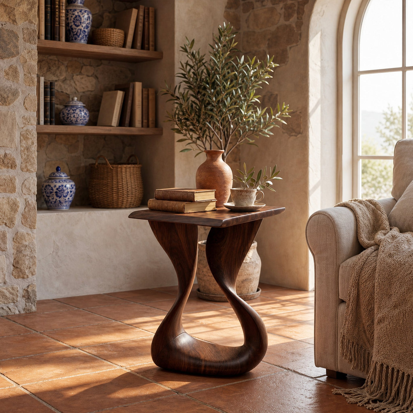 Rustic Organic Side Table For Living Room - product view 6