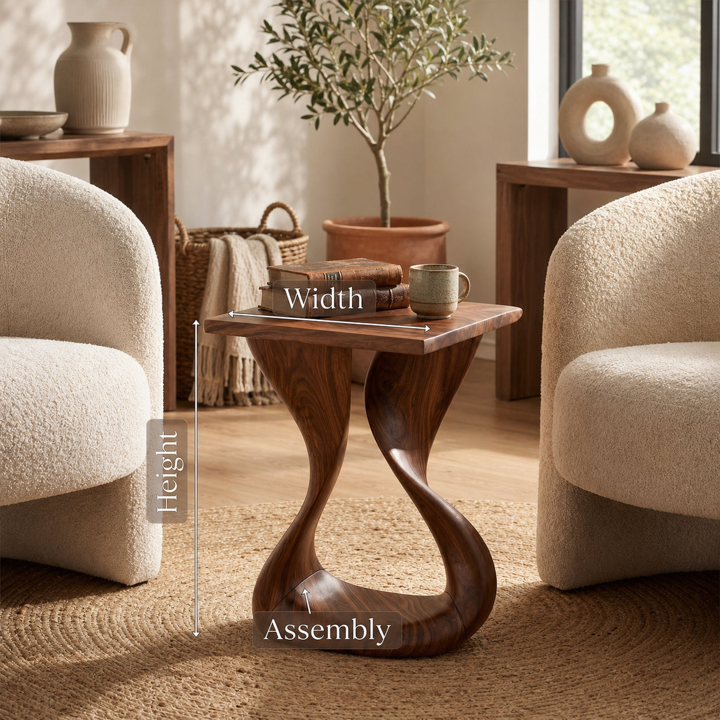 Rustic Organic Side Table For Living Room - product view 8