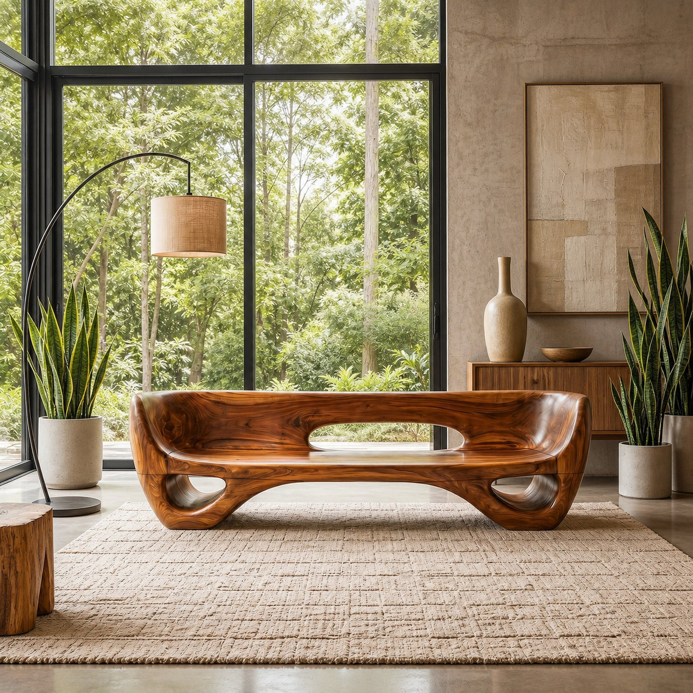 Rustic Organic Sofa Frame With Sculptural Open Base And Solid Wood Design For Living Room - product view 6