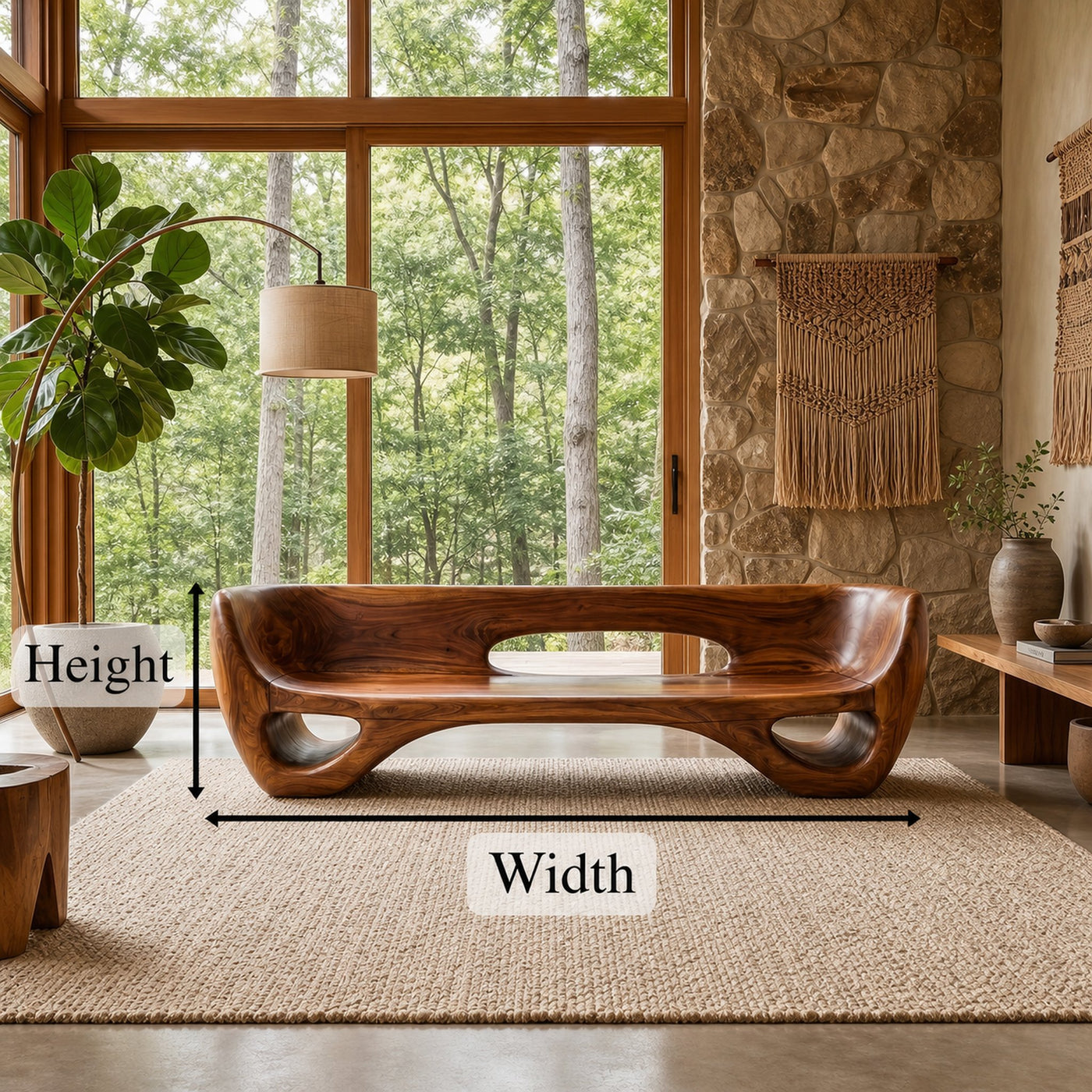 Rustic Organic Sofa Frame With Sculptural Open Base And Solid Wood Design For Living Room - product view 8