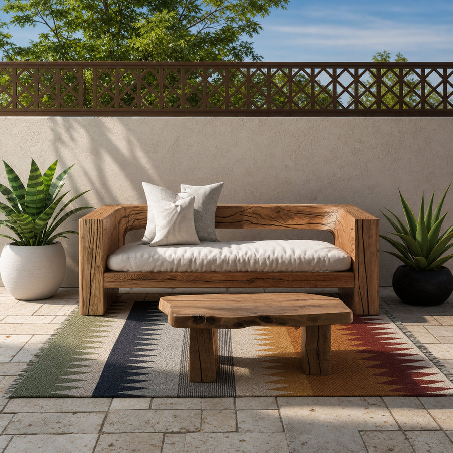 Rustic Outdoor Sofa Set And Coffee Table For Garden