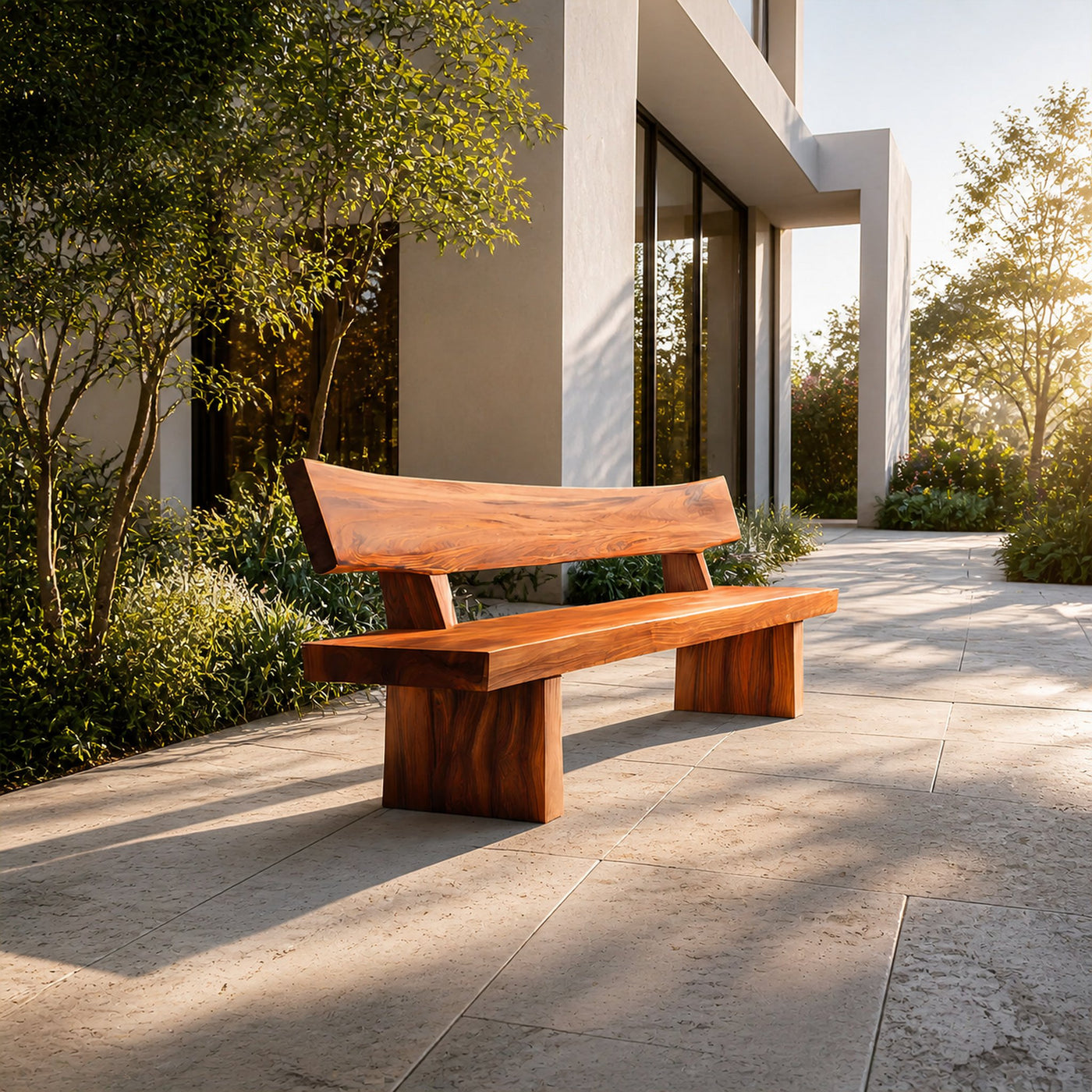 Rustic Outdoor Wood Bench For Courtyard And Villa Garden