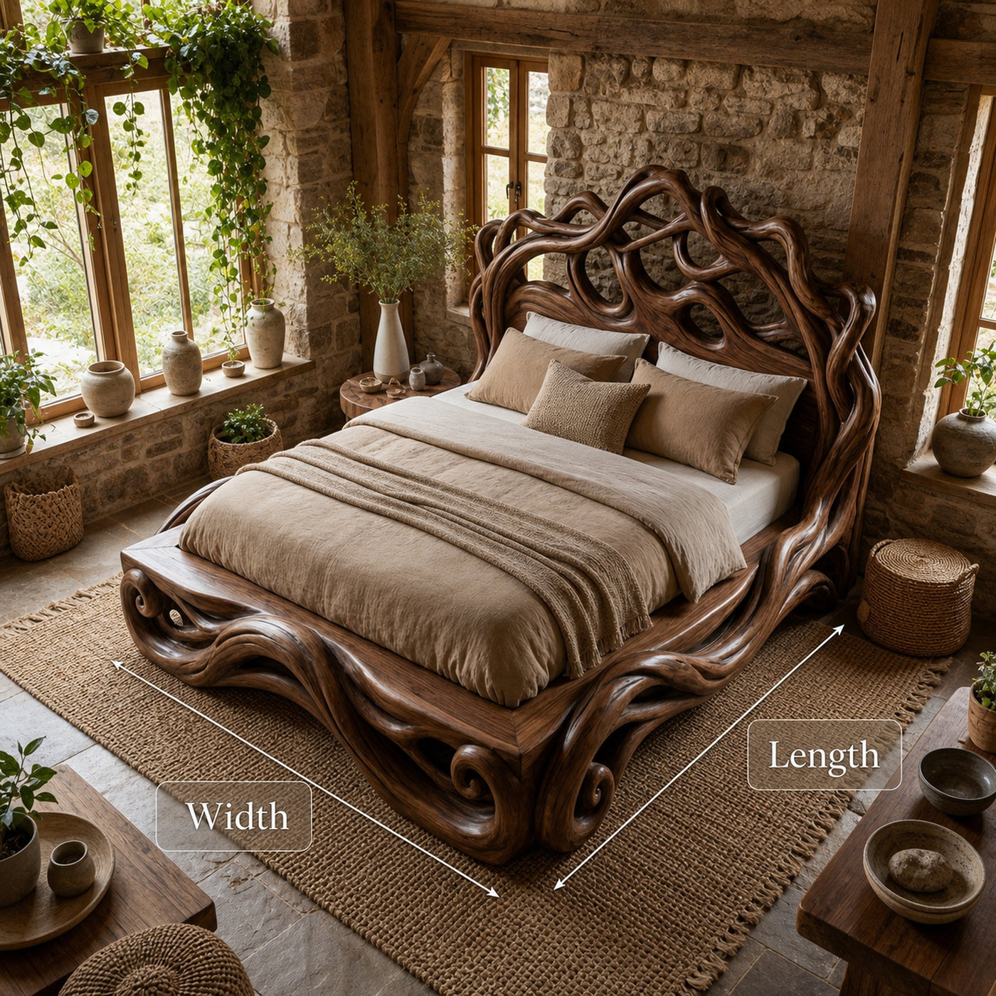 Rustic Platform Style Bed For Bedroom Or Private Room - product view 6
