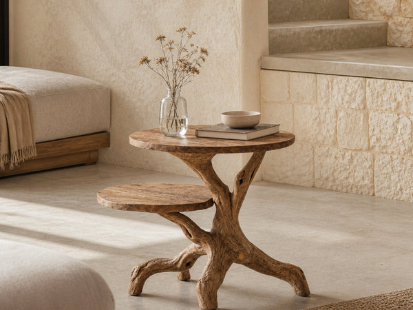 Rustic Round End Table Cozy Living Room Style
