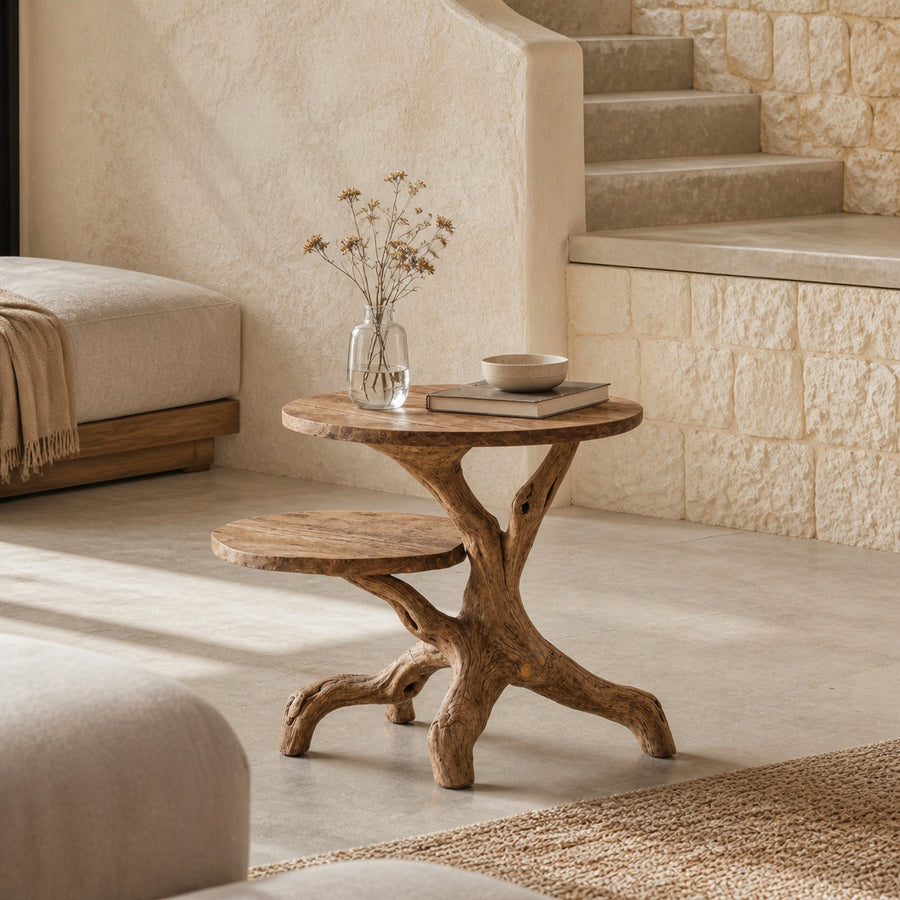Rustic Round End Table Cozy Living Room Style