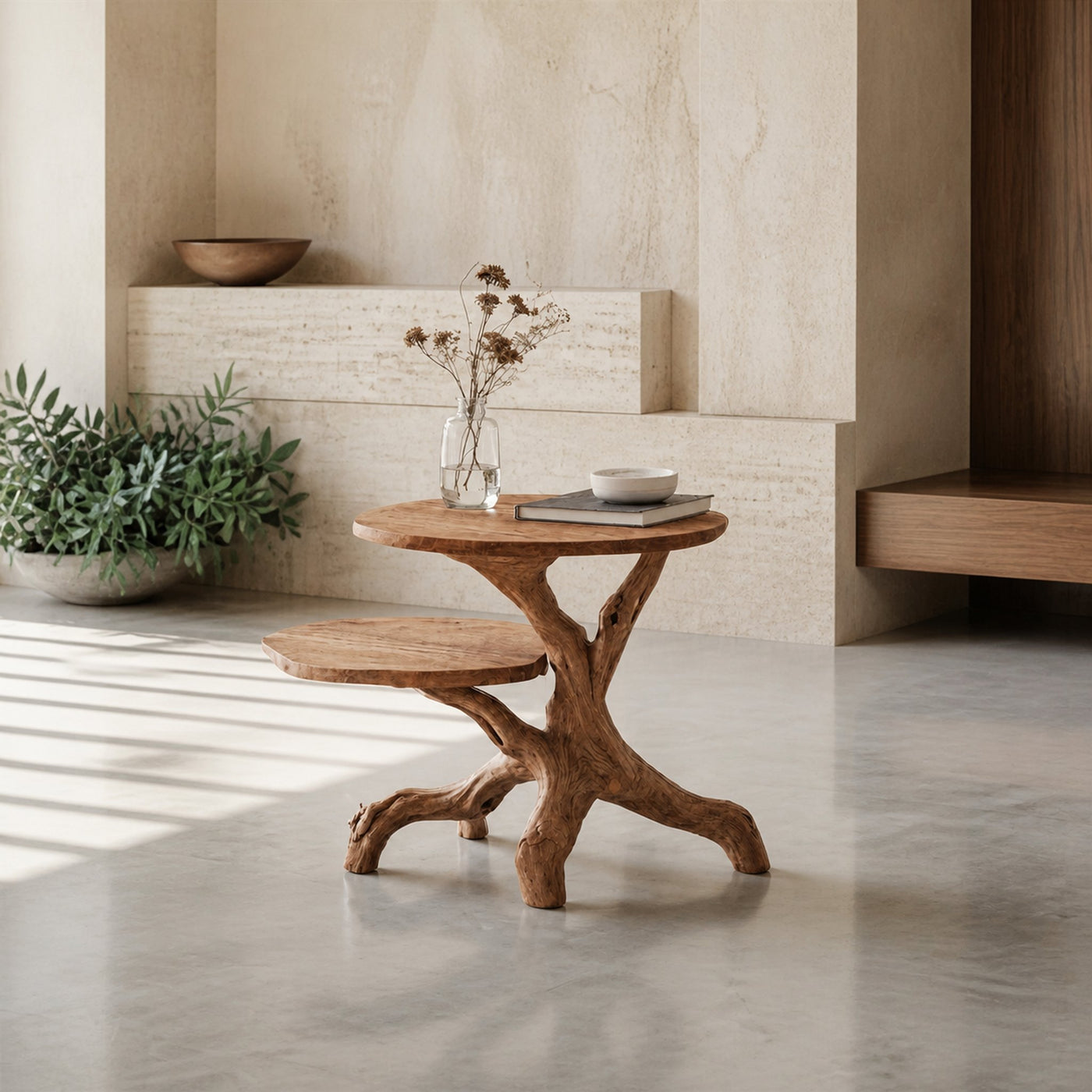 Rustic Round End Table Cozy Living Room Style - product view 6