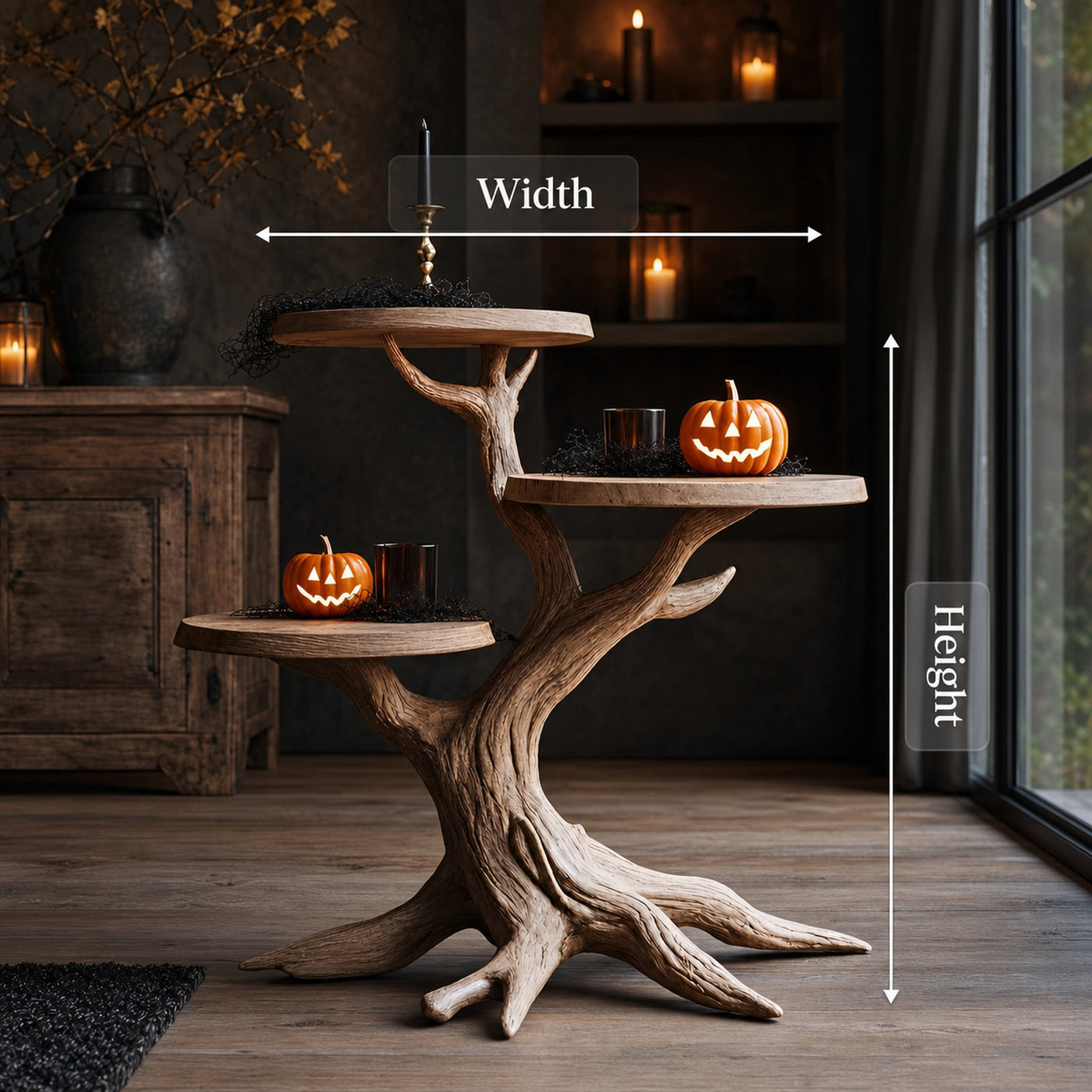 Rustic Round End Table For Entryway Design Pumpkin Halloween Furniture - product view 8