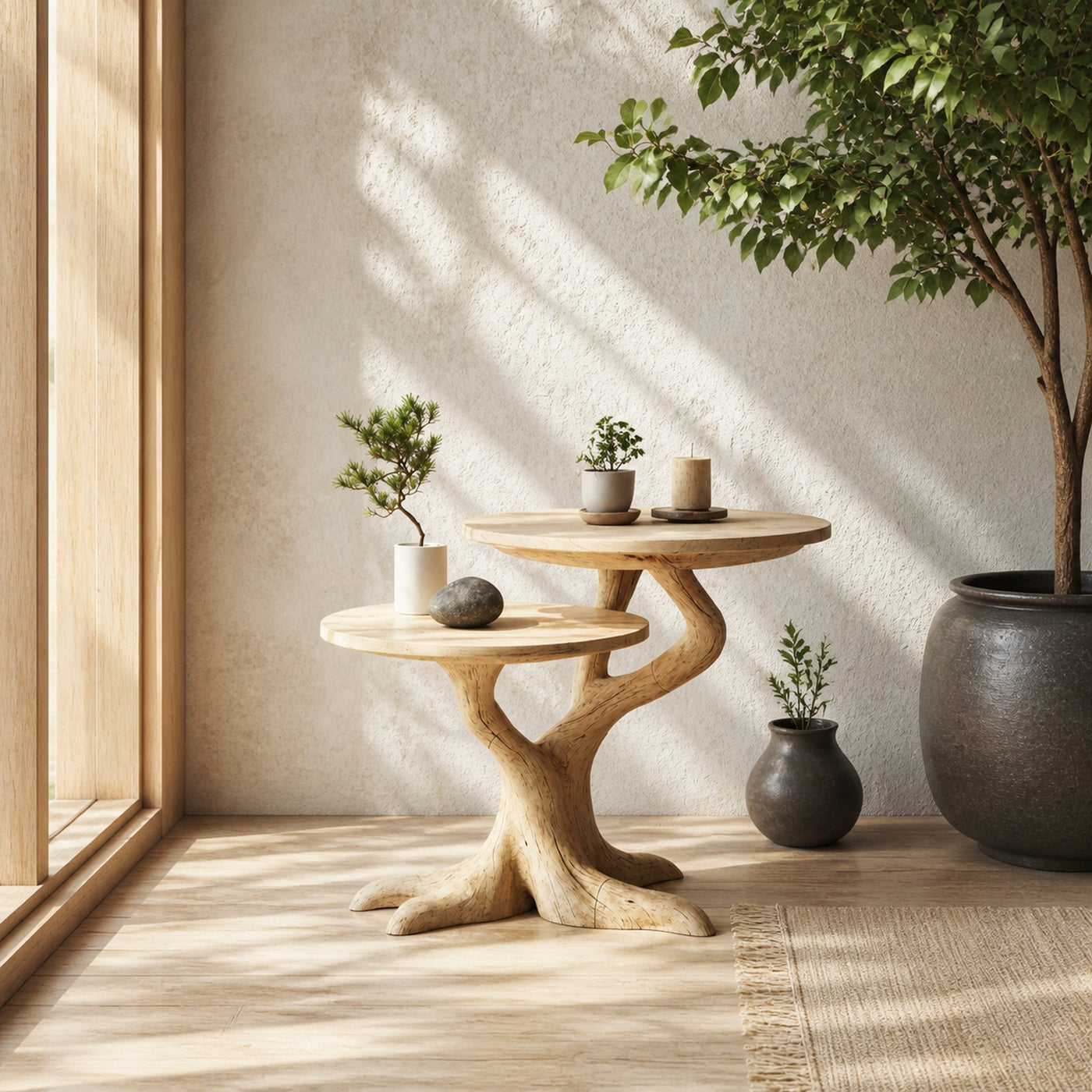 Rustic Round End Table For Living Room Decor