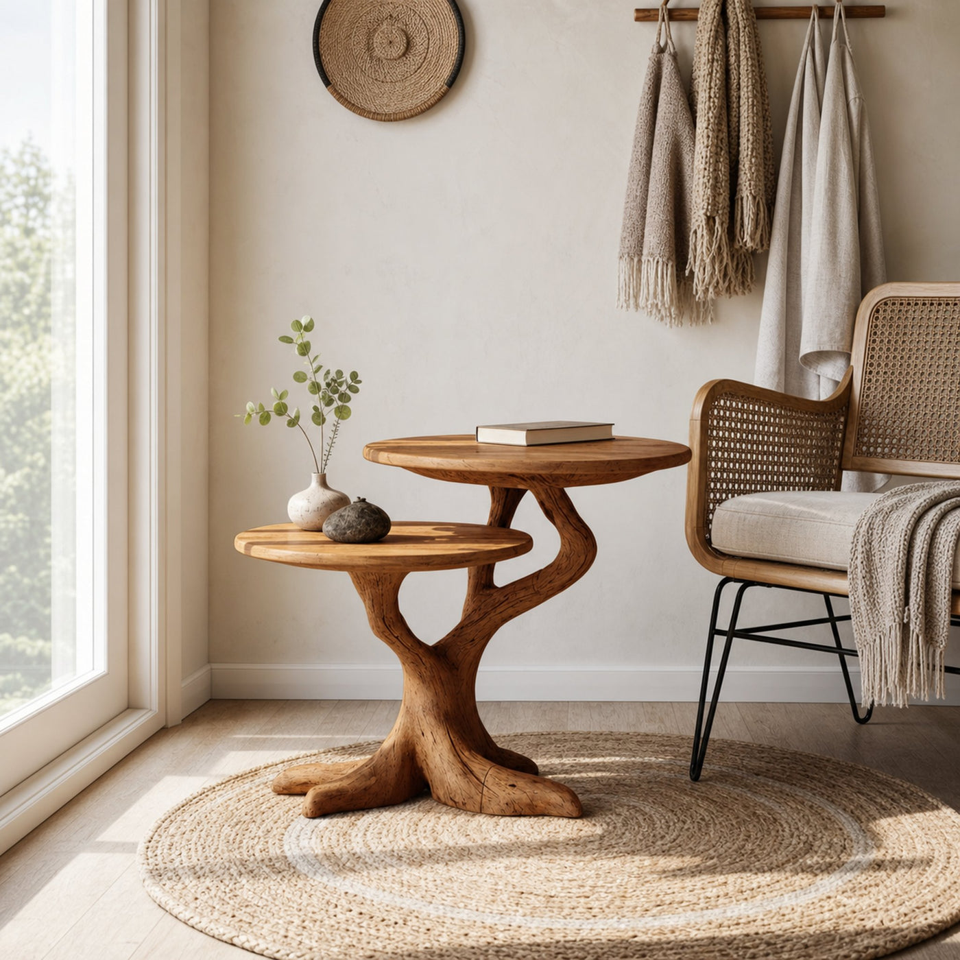 Rustic Round End Table For Living Room Decor - product view 6