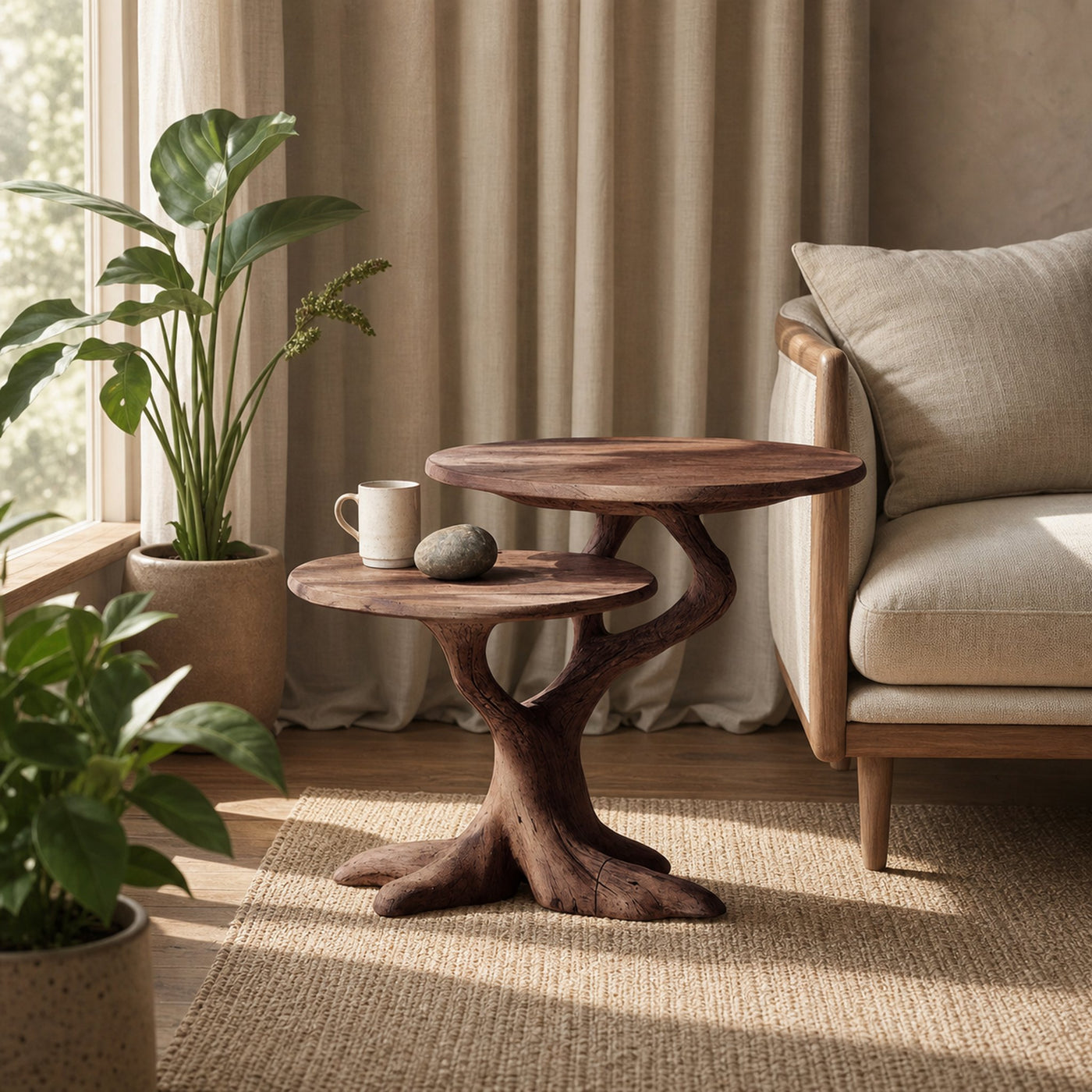 Rustic Round End Table For Living Room Decor - product view 7