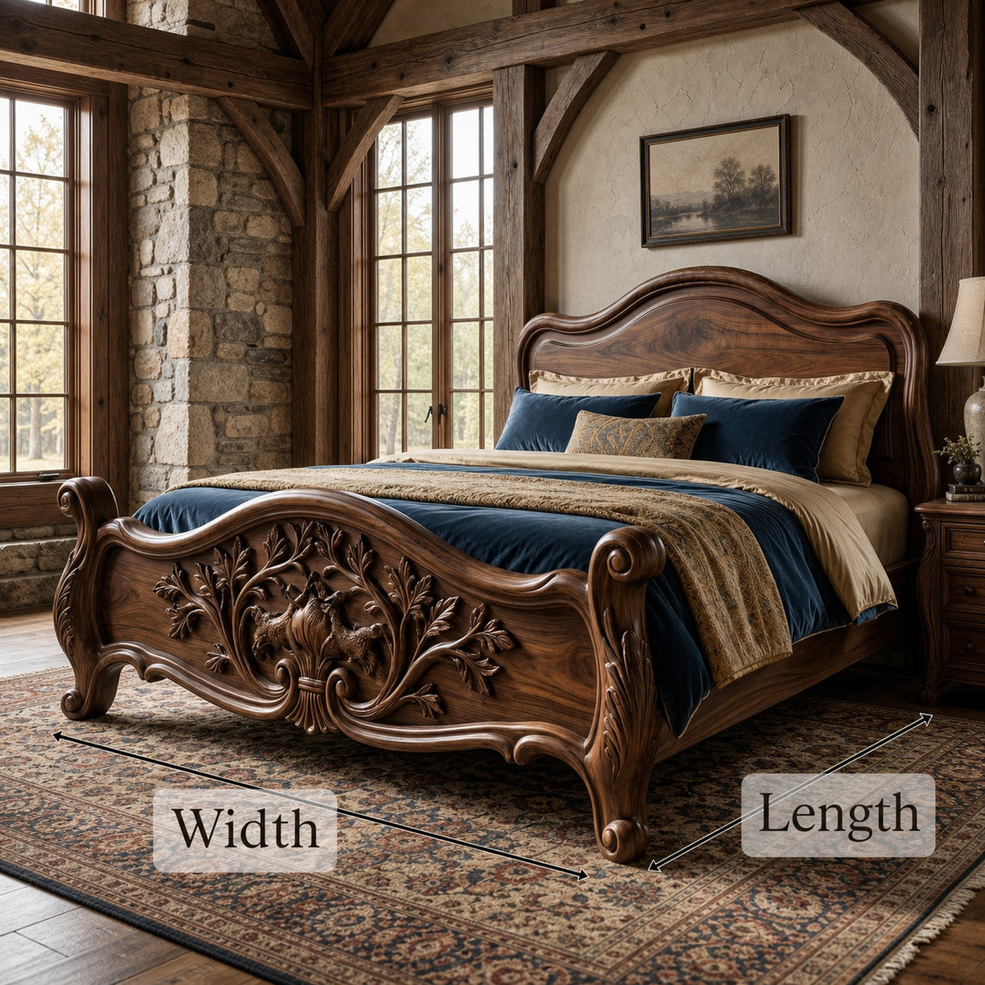 Rustic Sculpted Form Bed Frame For Bedroom And Interior Space - product view 6