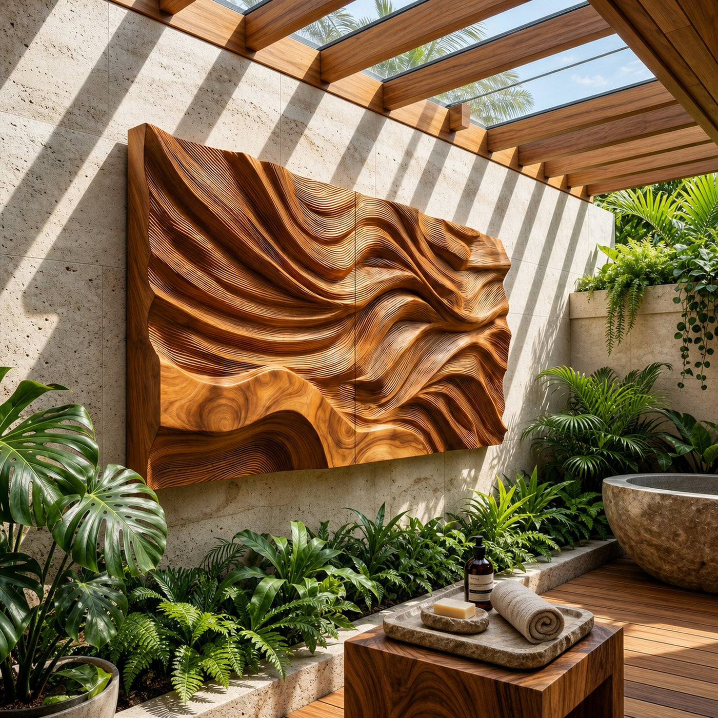 Rustic Sculpted Sunset Wood Wall Art Modern Luxury Interior