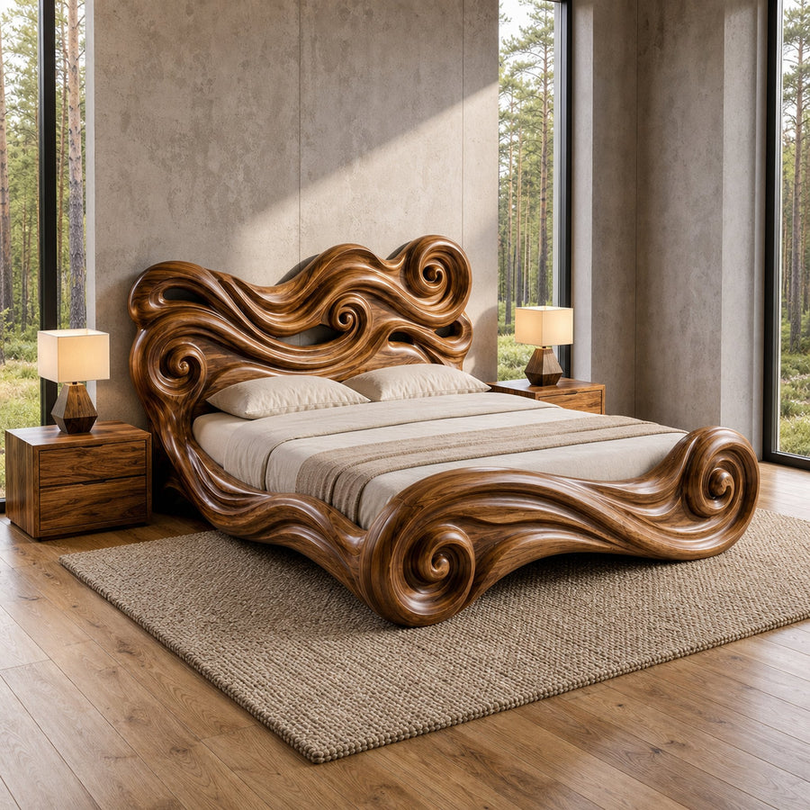 Rustic Sculptural Bedroom Bed Design For Bedroom And Interior Decor