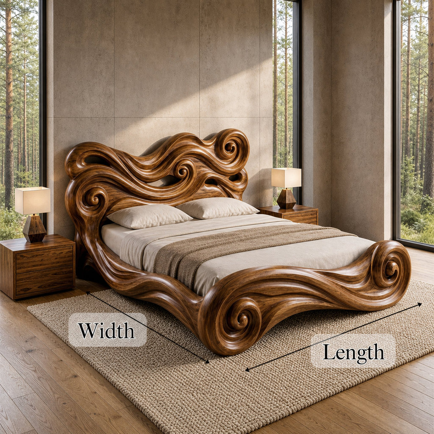 Rustic Sculptural Bedroom Bed Design For Bedroom And Interior Decor - product view 6