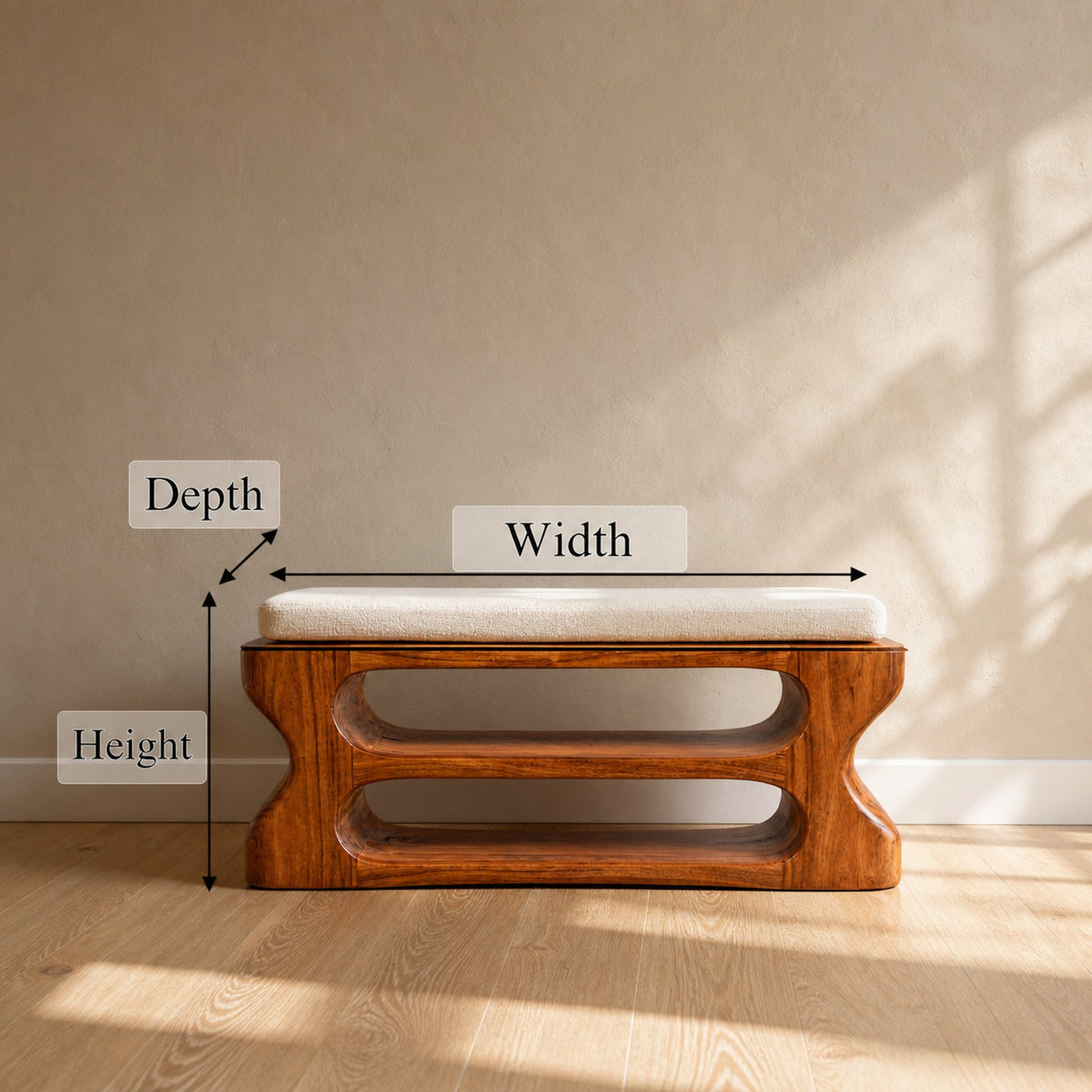 Rustic Sculptural Bench For Entryway And Living Room - product view 6