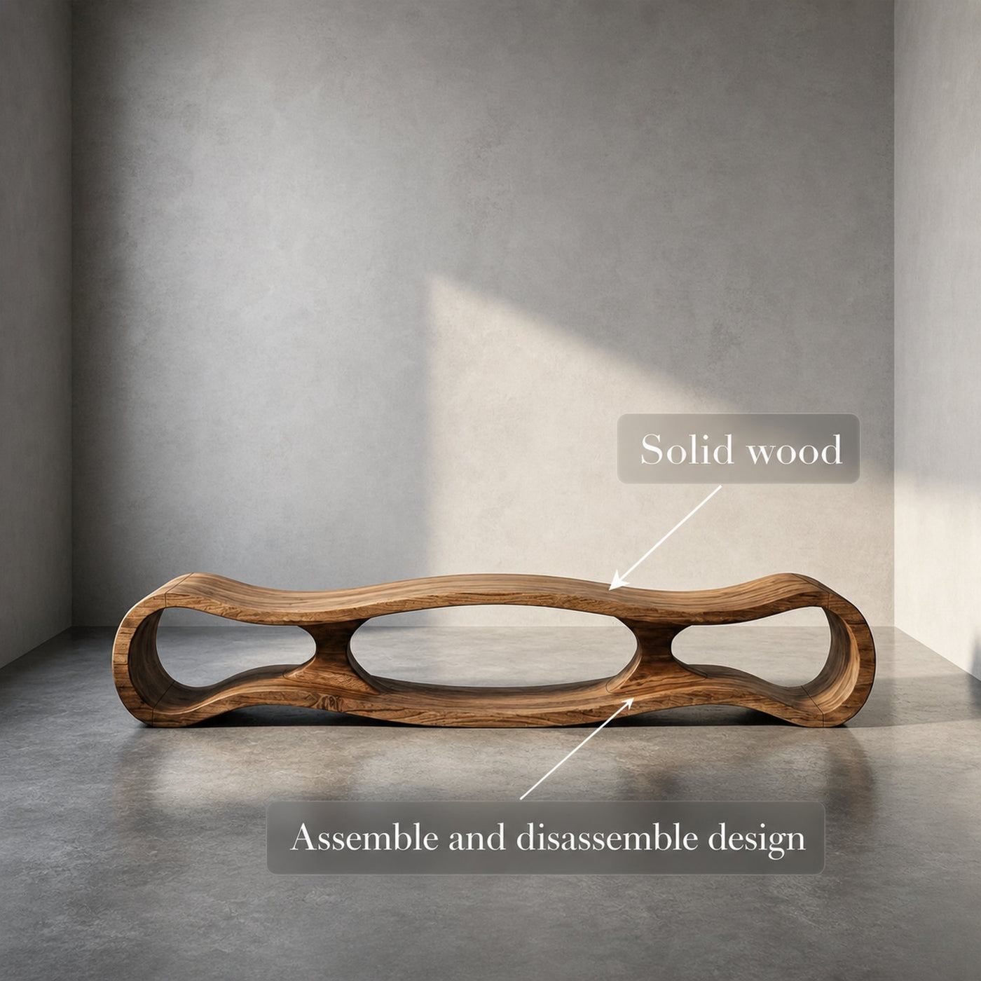 Rustic Sculptural Bench For Living Room And Entryway - product view 7