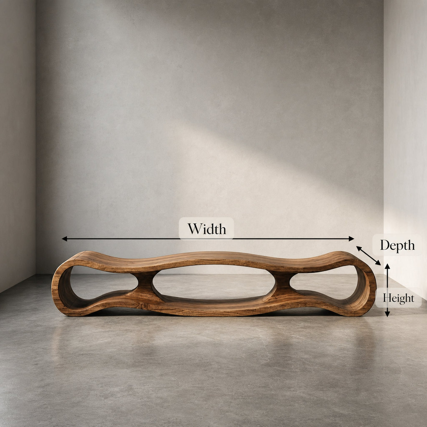 Rustic Sculptural Bench For Living Room And Entryway - product view 8