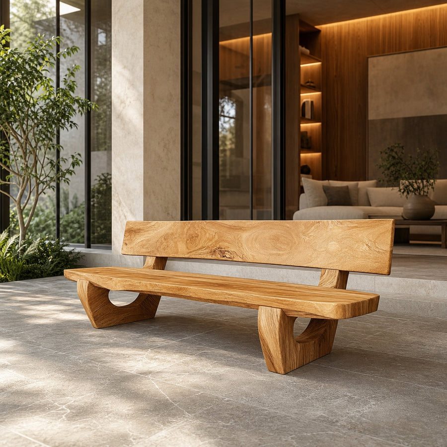Rustic Sculptural Bench For Living Room Or Entryway