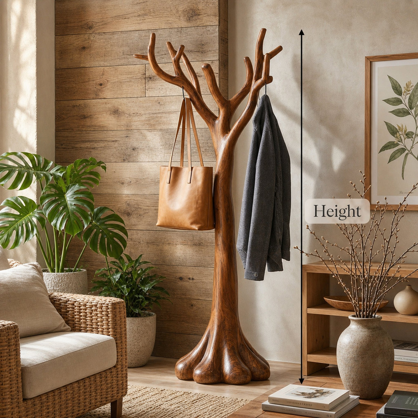 Rustic Sculptural Entryway Coat Rack For Living Room And Lounge - product view 7